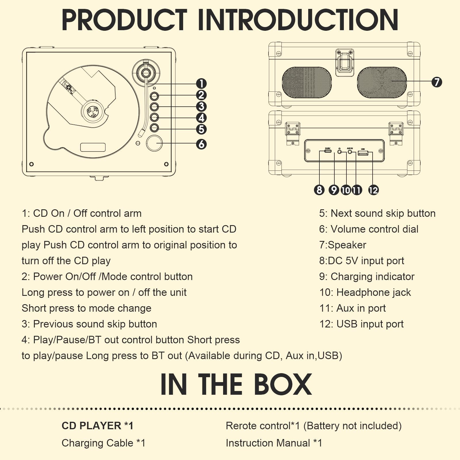 RtroAudio CD Player with Speakers Retro Portable CD Players for Home