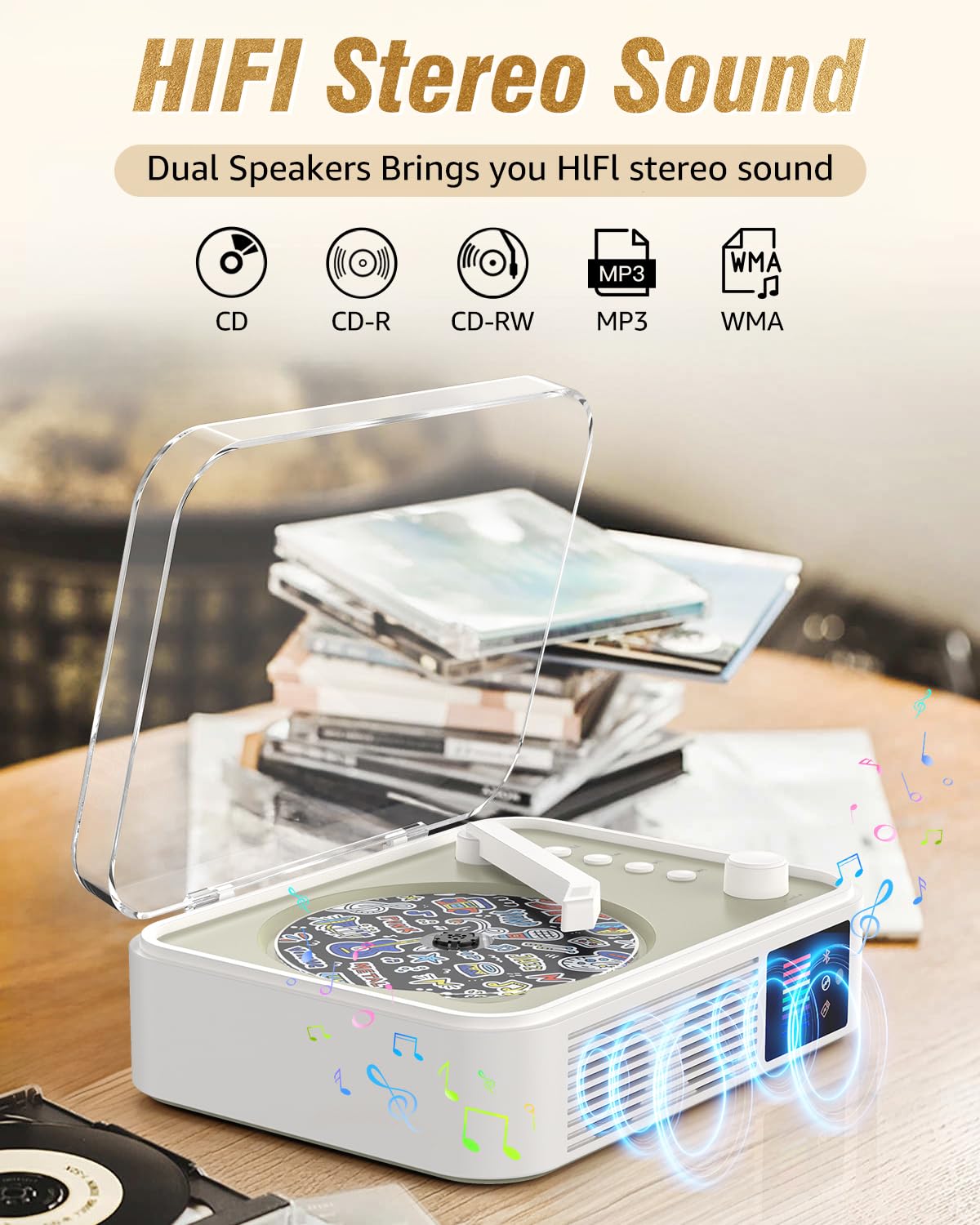 RetroAudio CD Player CD001,White