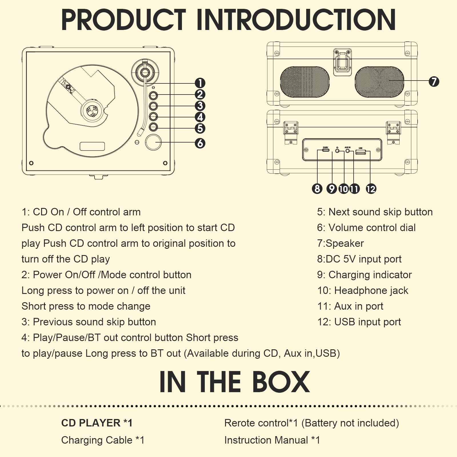 RetroAudio Suitcase CD Player C7,White