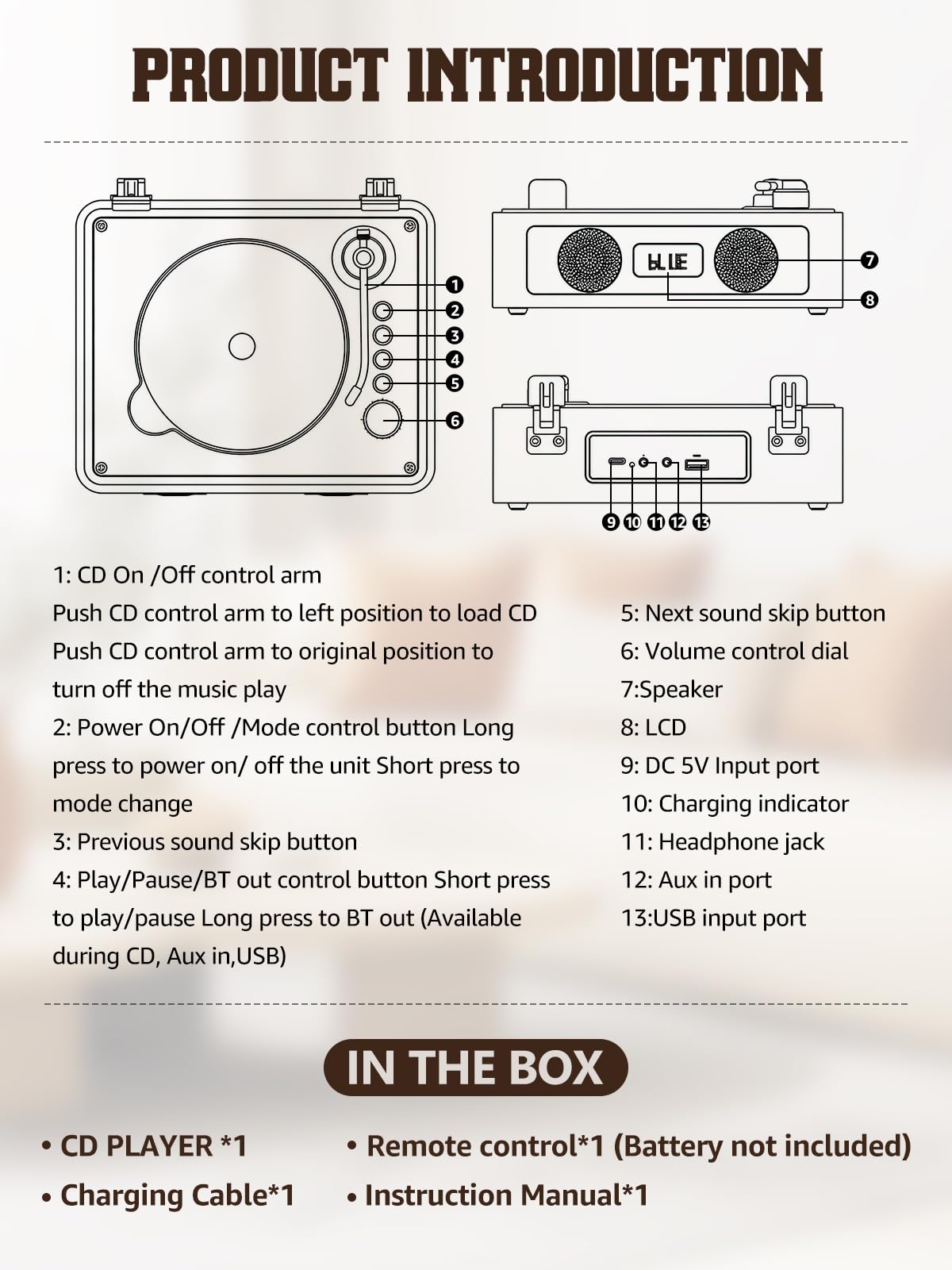 RetroAudio CD Player with LCD Screen