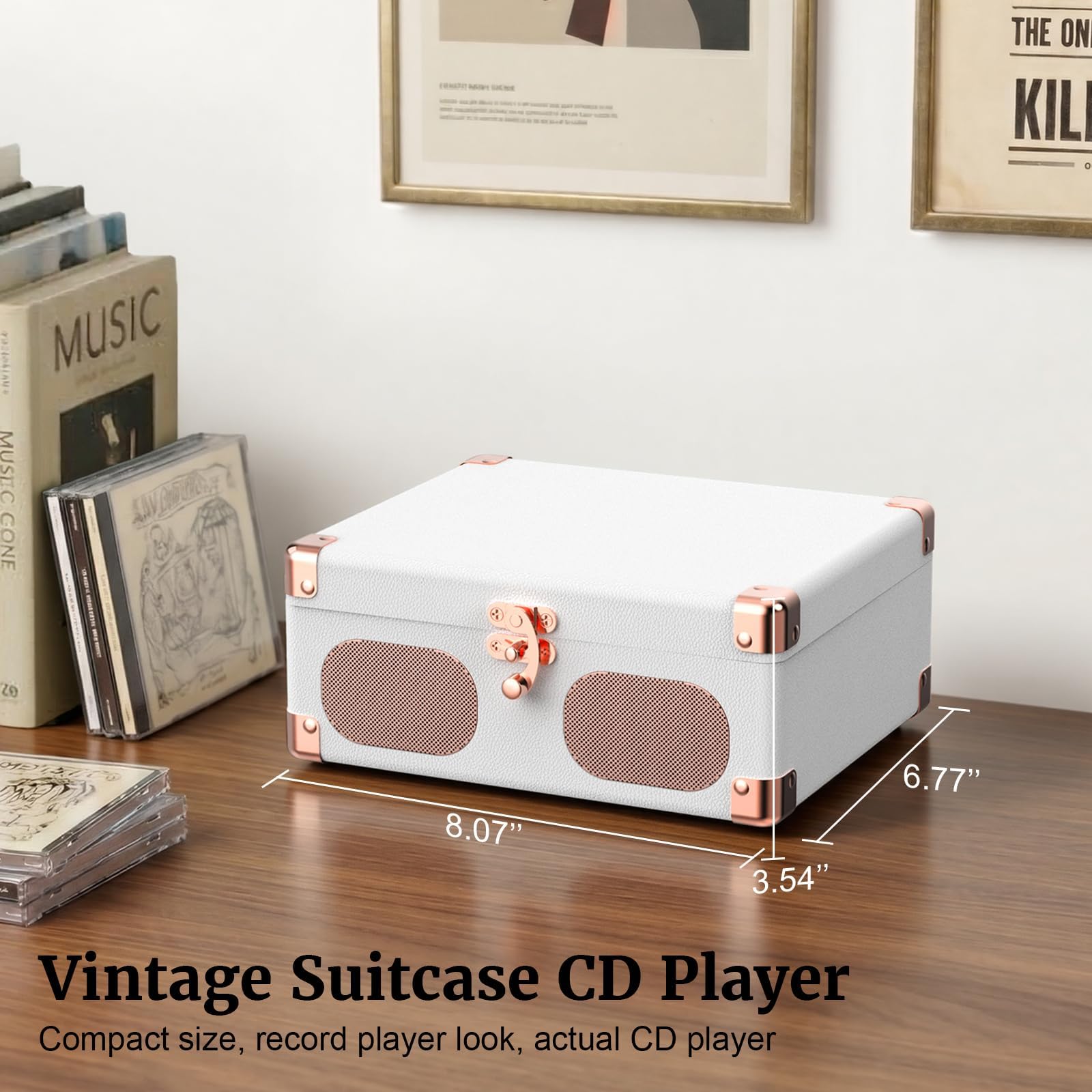 RetroAudio Suitcase CD Player C7,White