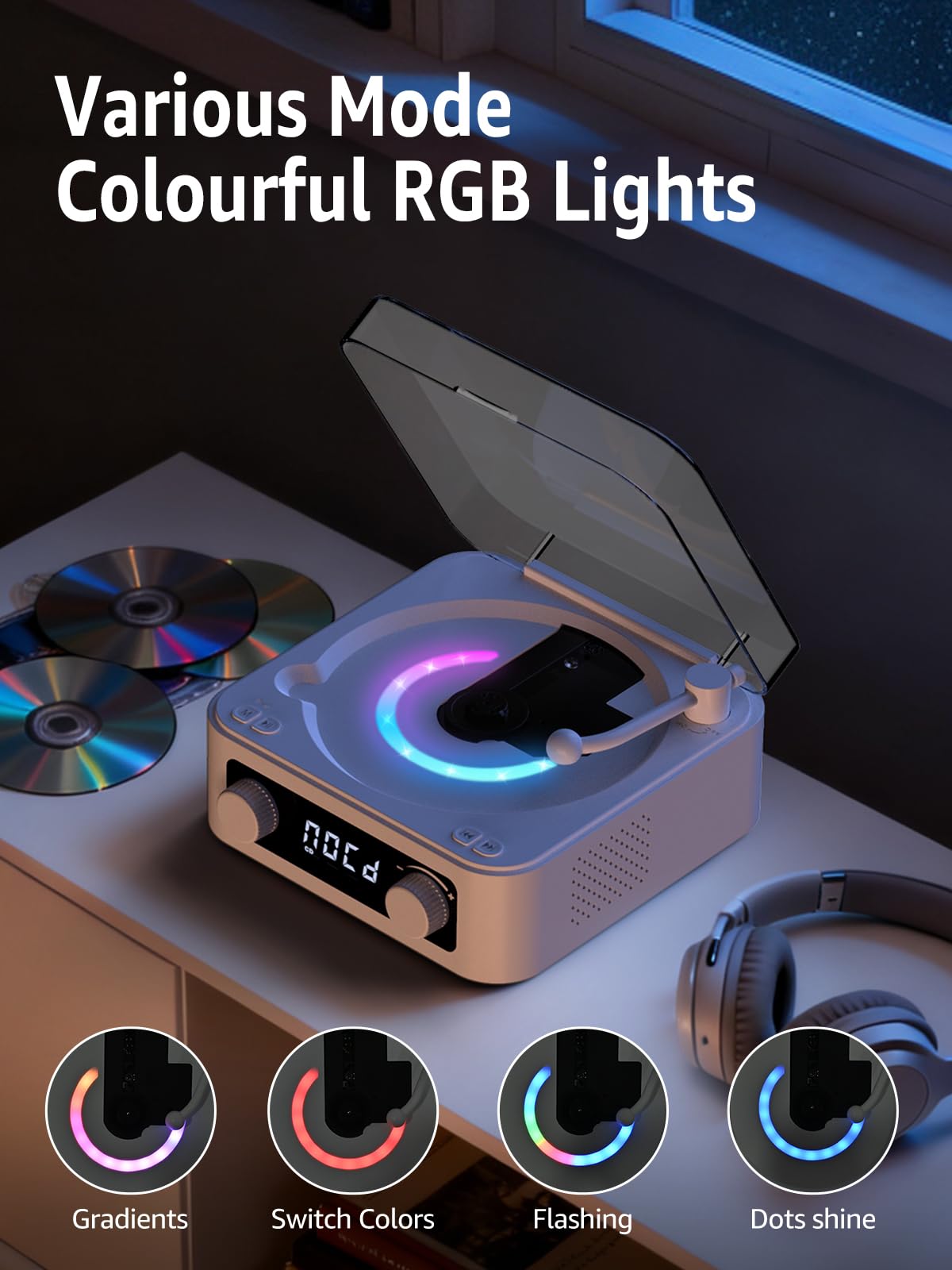 RetroAudio CD Player with Built-in Speakers HD-26