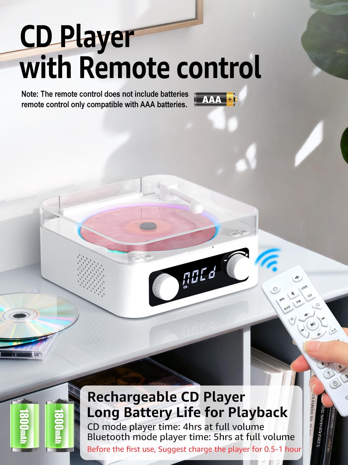 RetroAudio CD Player with Built-in Speakers HD-26