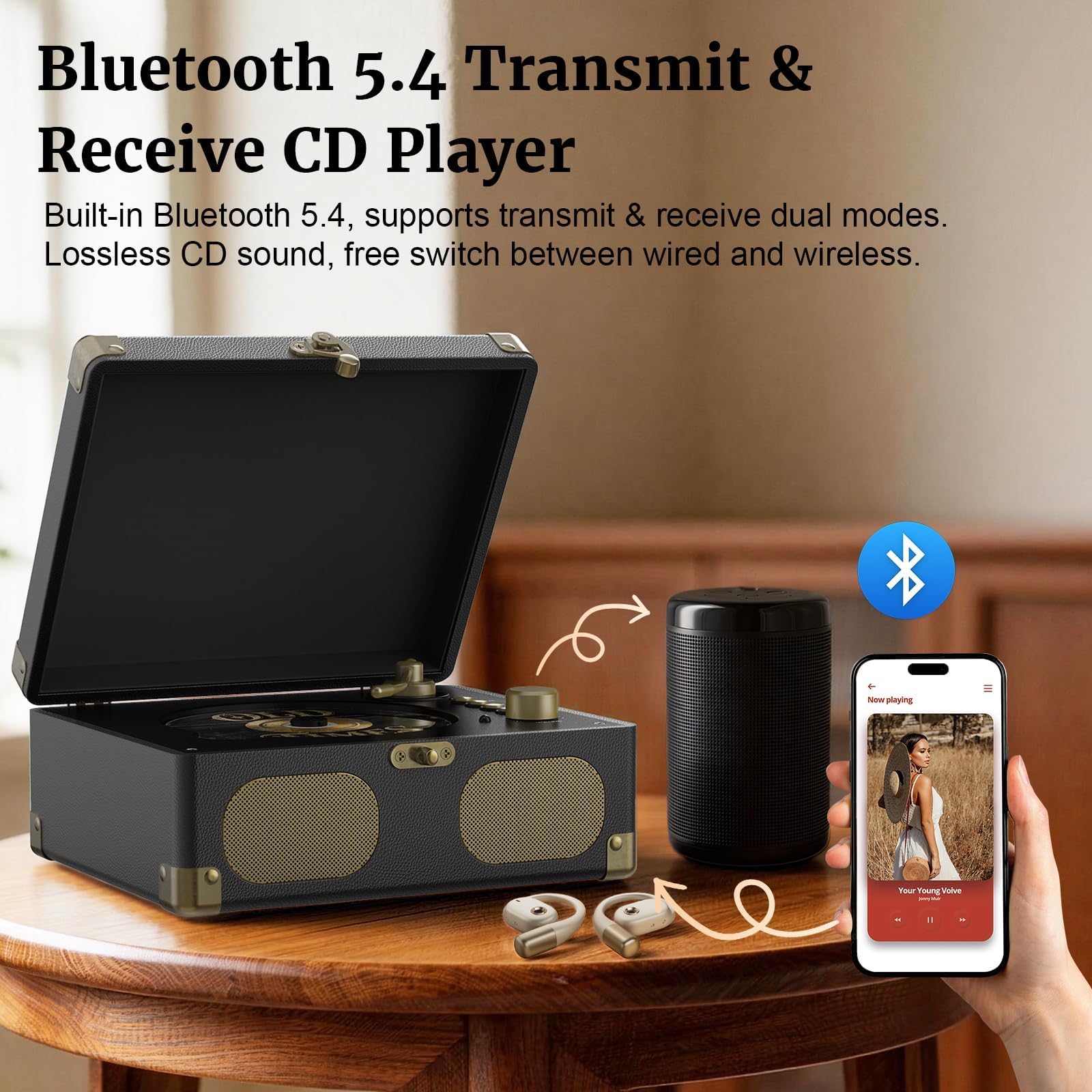 RtroAudio CD Player with Speakers Retro Portable CD Players for Home