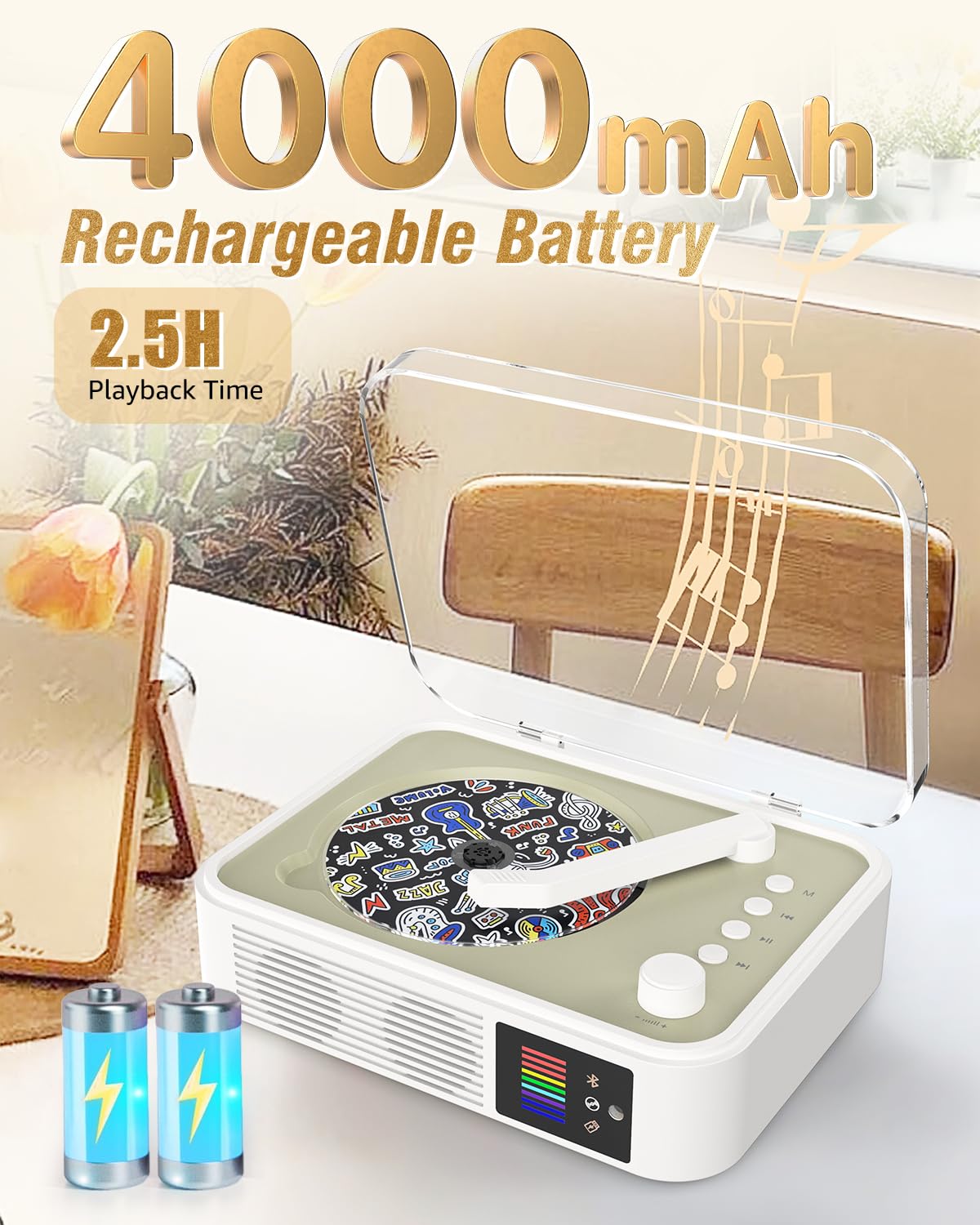RetroAudio CD Player CD001,White