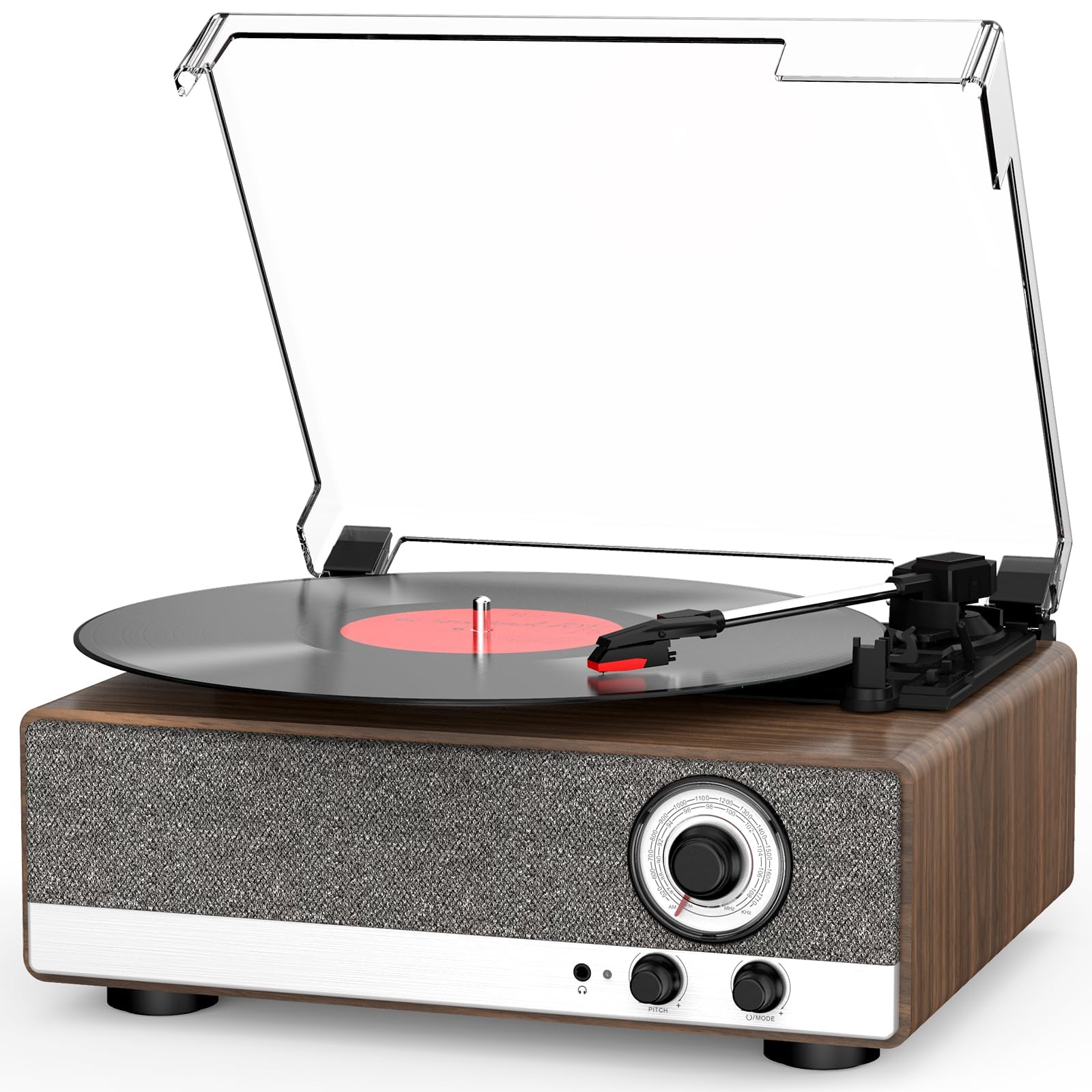 RetroAudio 7-in-1 Vinyl Record Player JM301,Walnut