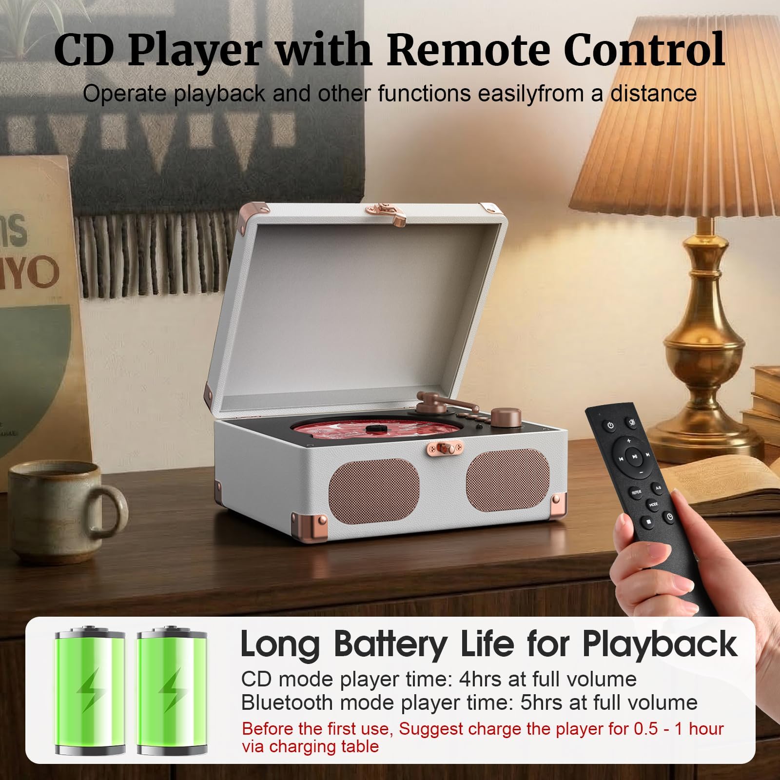 RetroAudio Suitcase CD Player C7,White