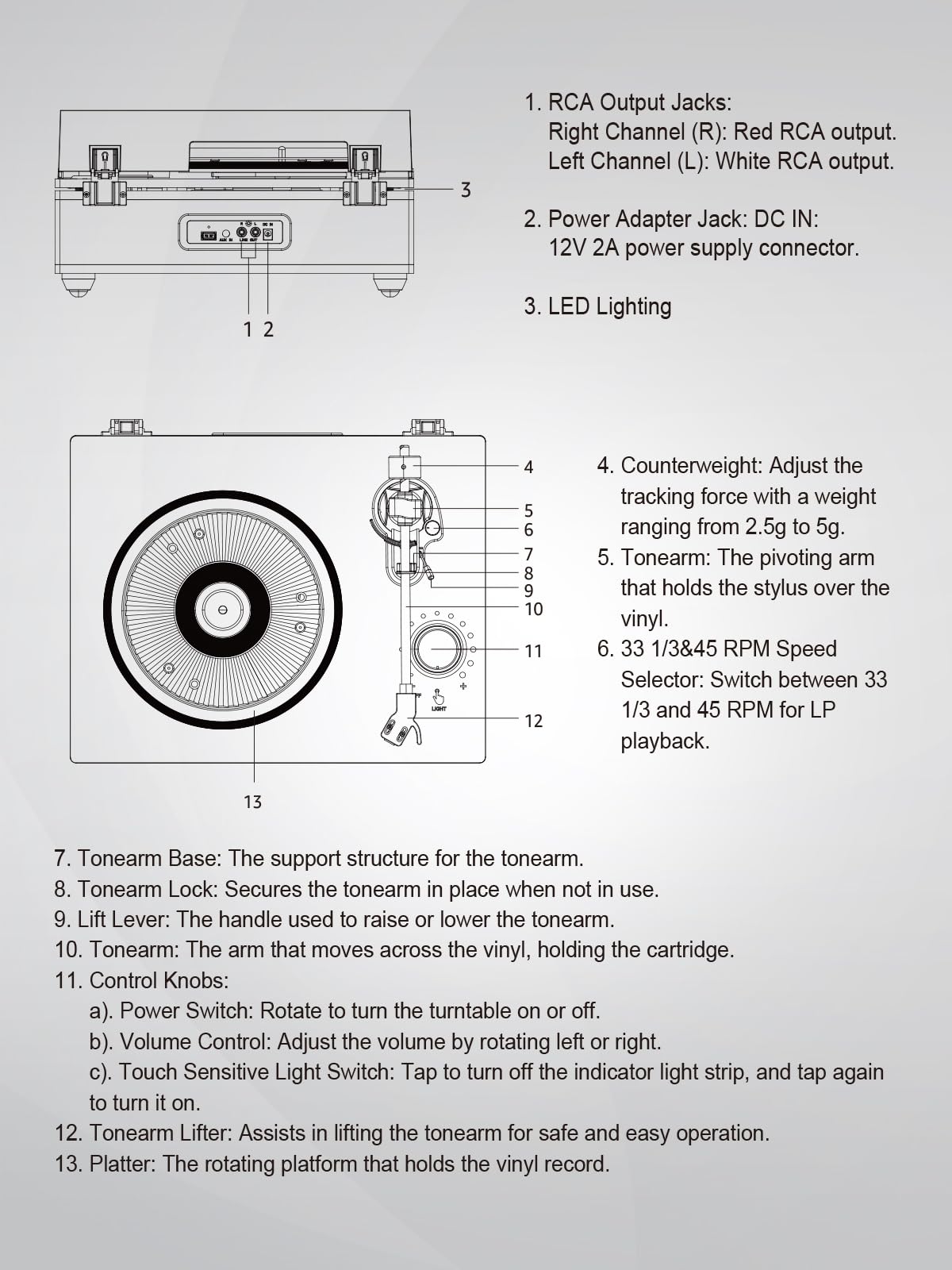 RetroAudio Record Player HiFI Turntable JM103,Brown