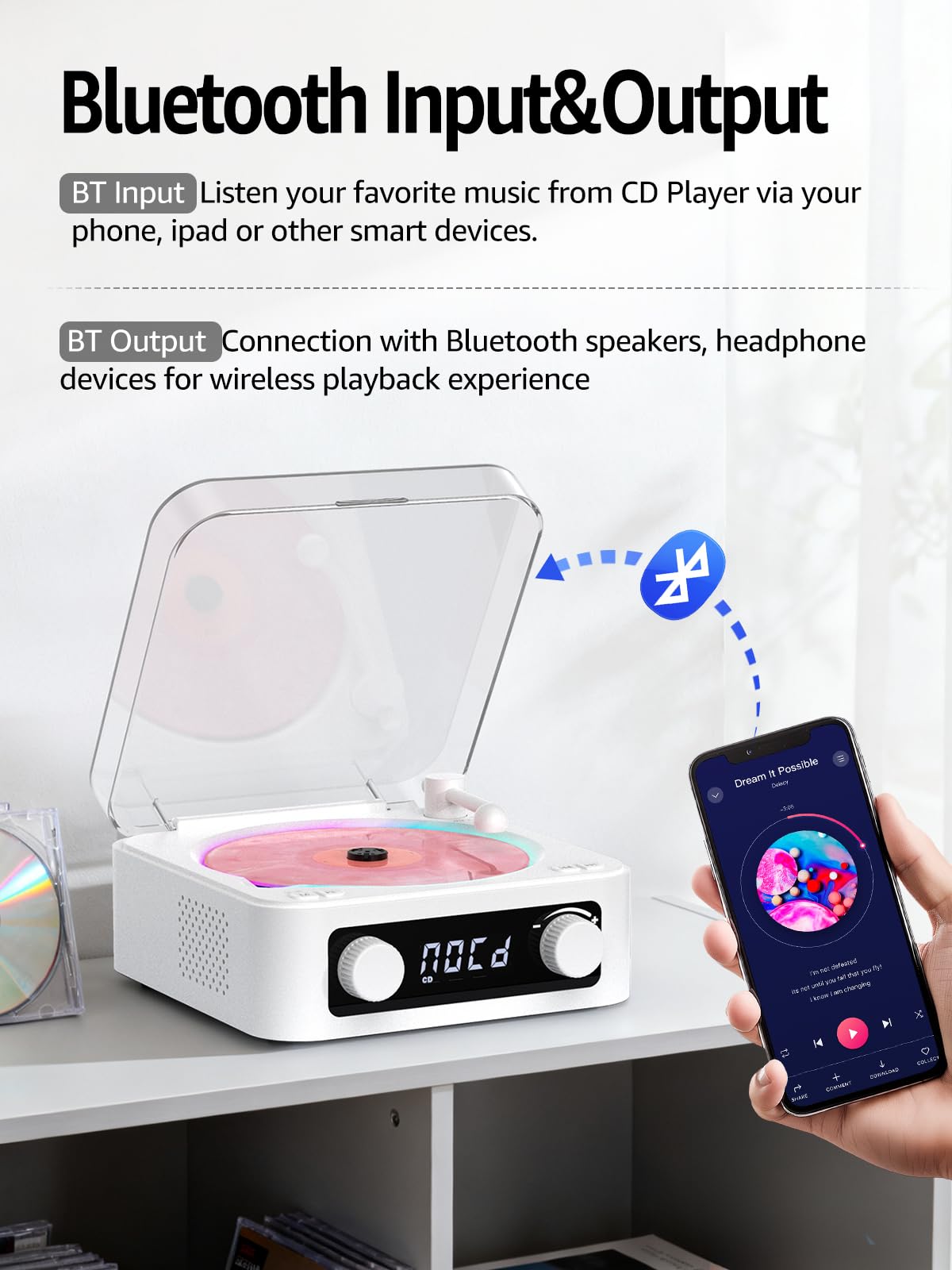 RetroAudio CD Player with Built-in Speakers HD-26