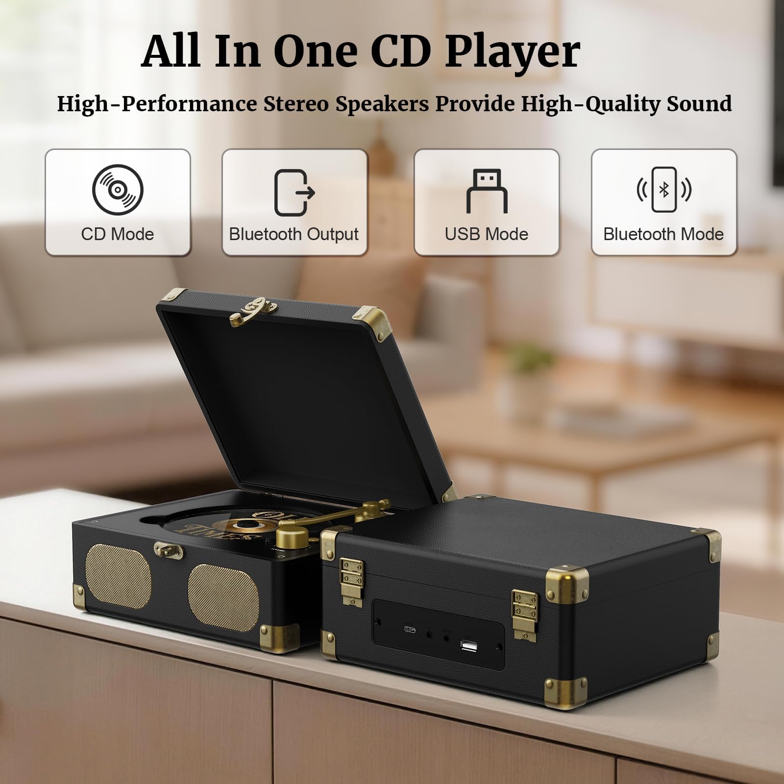 RtroAudio CD Player with Speakers Retro Portable CD Players for Home