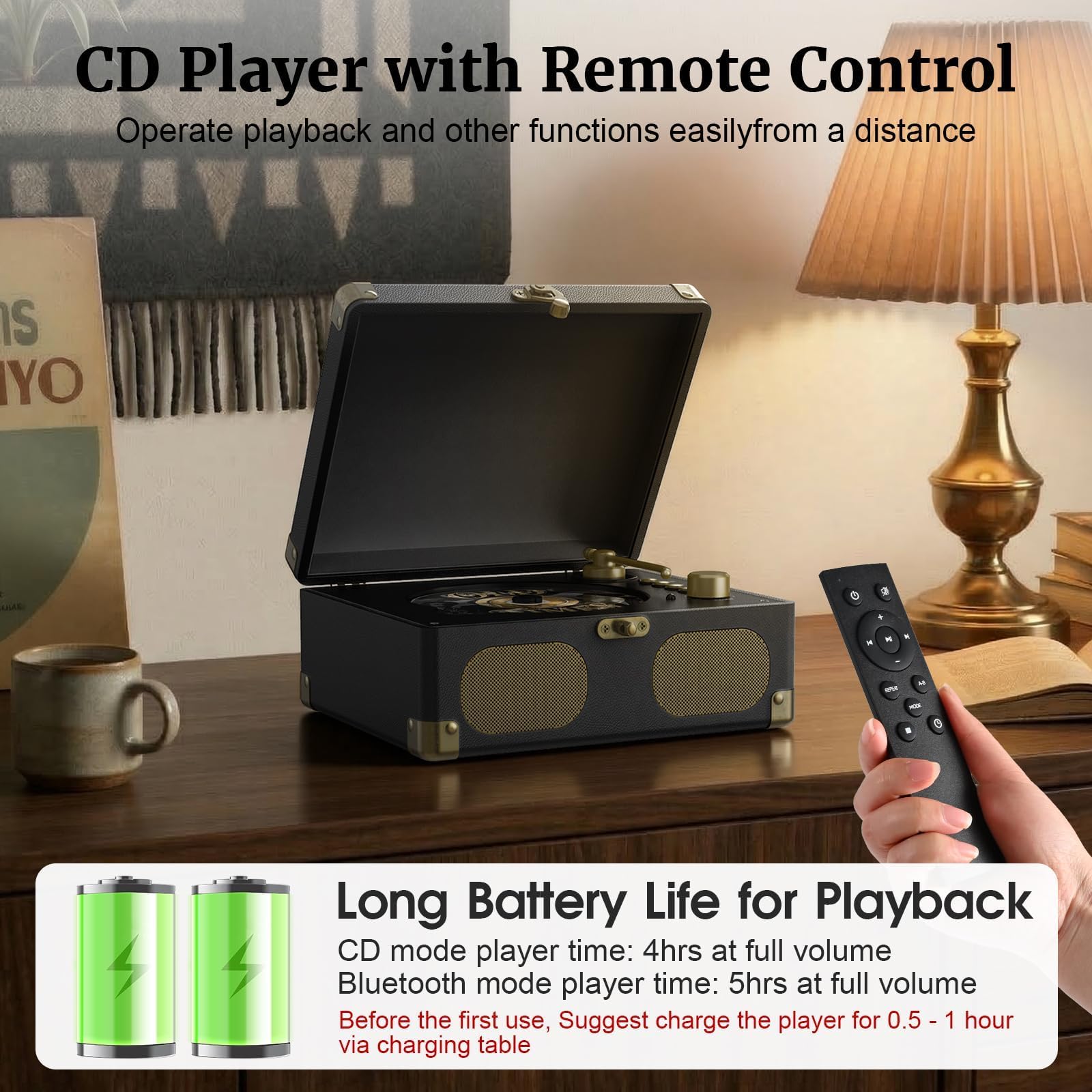 RtroAudio CD Player with Speakers Retro Portable CD Players for Home